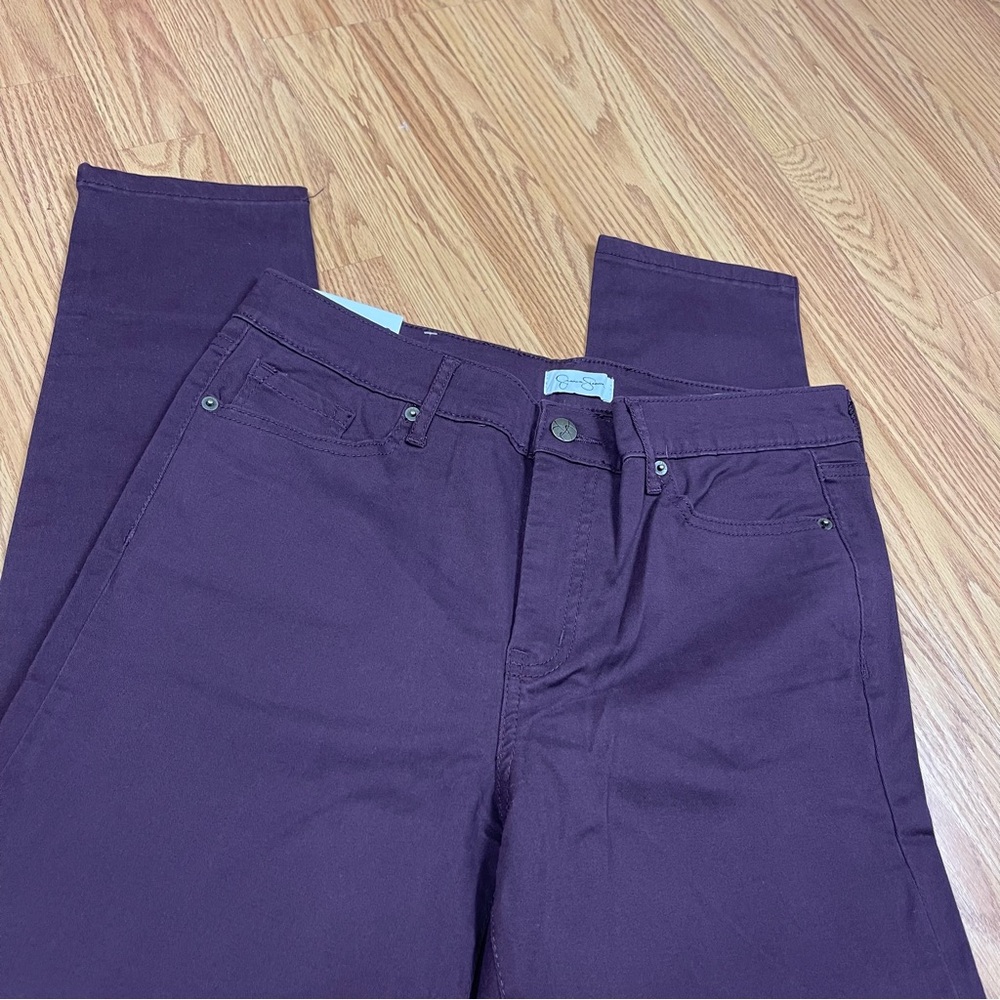 Jessica Simpson Women’s High-Rise Skinny Ankle Twill Pants Size 10 Plum Purple